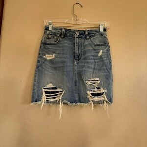 American Eagle Outfitters Ripped Blue Mini Skirt